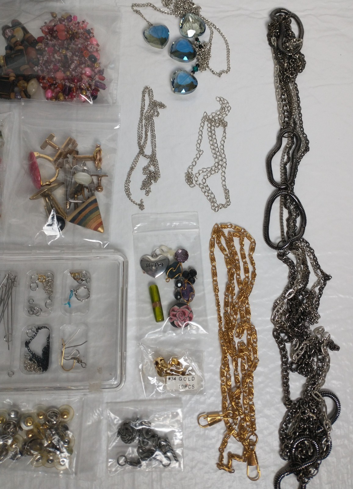 Jewelry Making Lot Mixed Colorful Beads Chains Barrett Blanks Plastic Case