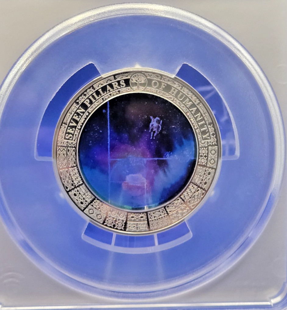 2025 Cook Island Universe Knowledge Color Glass Seven Pillars Humanity PCGS MS70