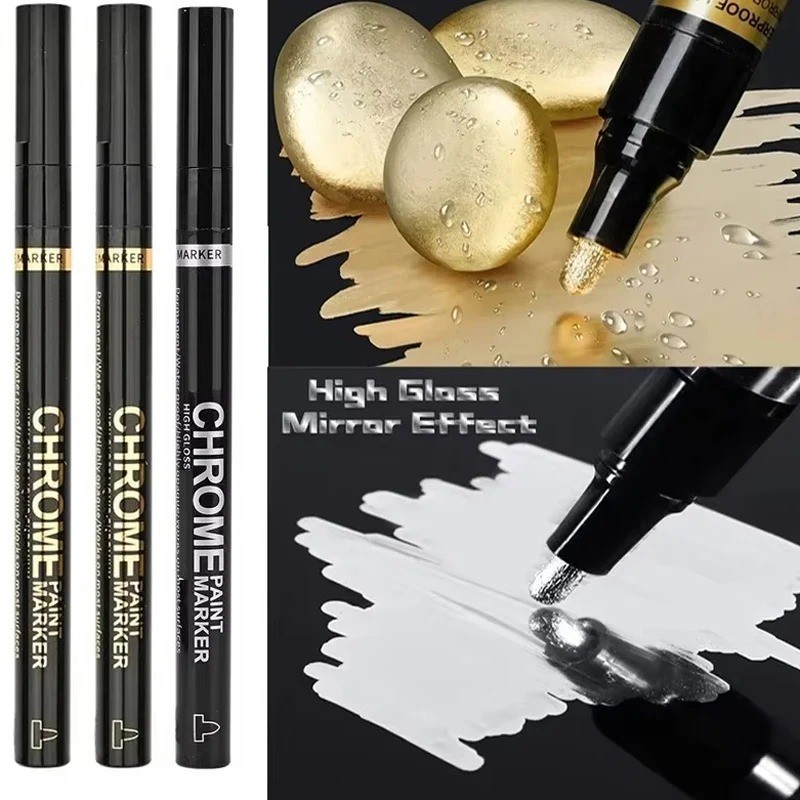 Liquid Chrome Markers Set, Permanent Mirror Pens for Plastic, Metal, Art