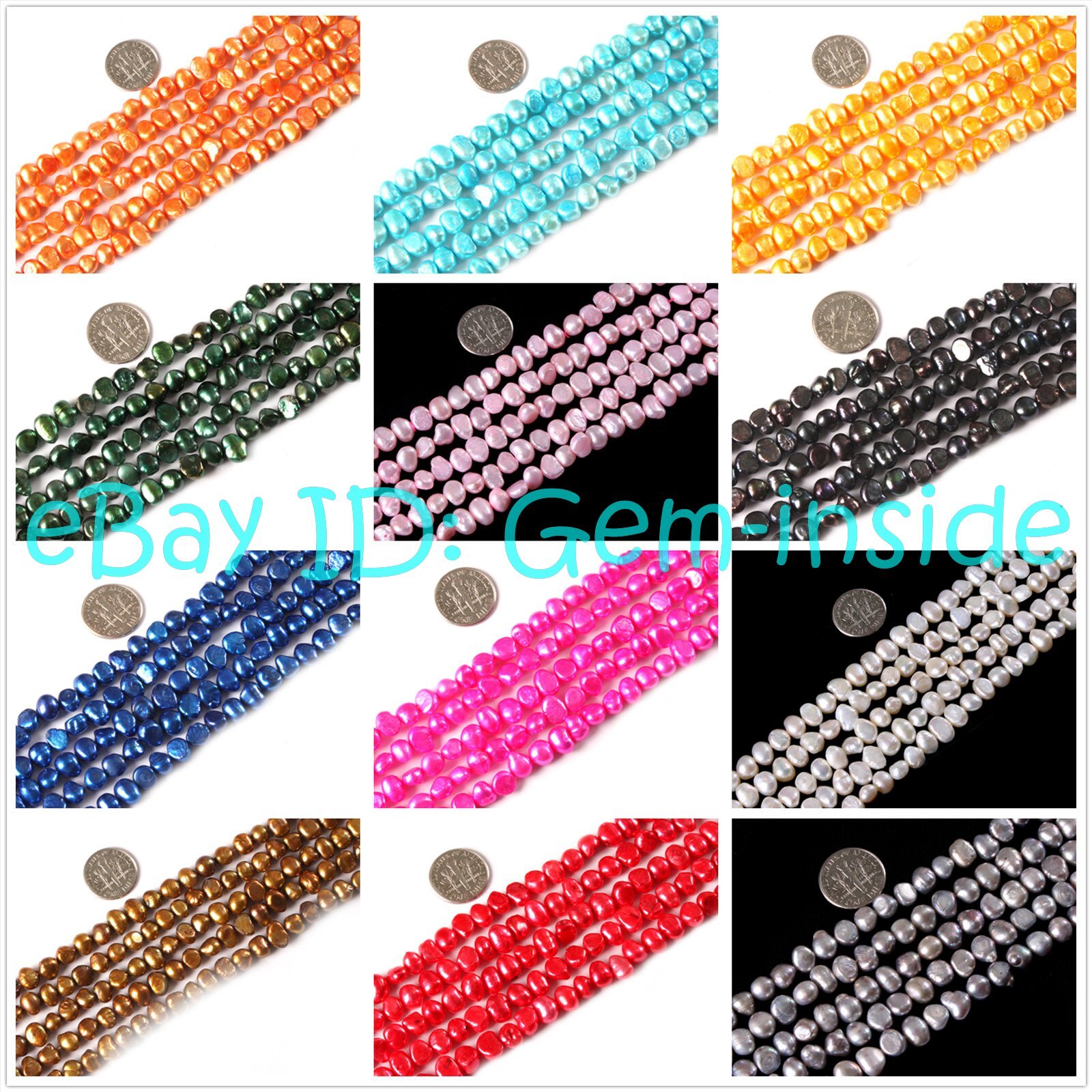 Real Baroque Flat Cultured Freeform Freshwater Pearl Beads Jewelry Making 15″