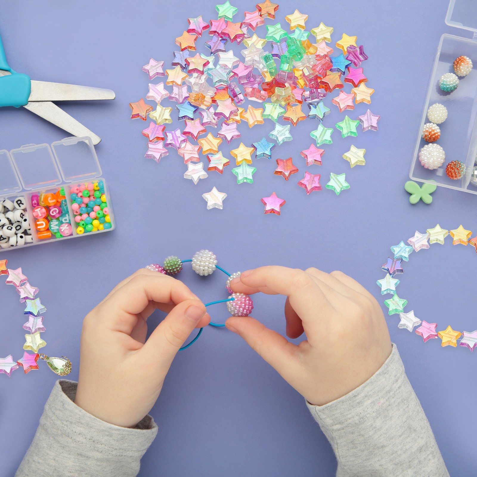 11mm Crystal Star Beads, 200 Pcs Acrylic Star Bead, Clear