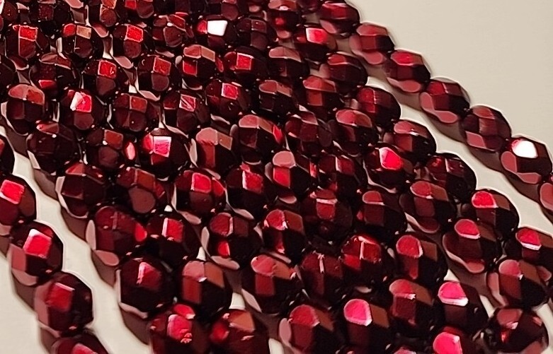 Czech Fire Polished Crimson Quality Glass Beads 6mm 16in Quality Jewelry Making