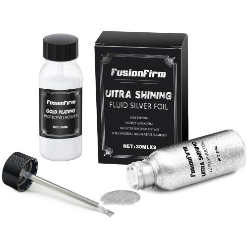 Liquid Silver Leaf Paint Kit – Alcohol-Based Quick Dry Ultra Shiny Metallic