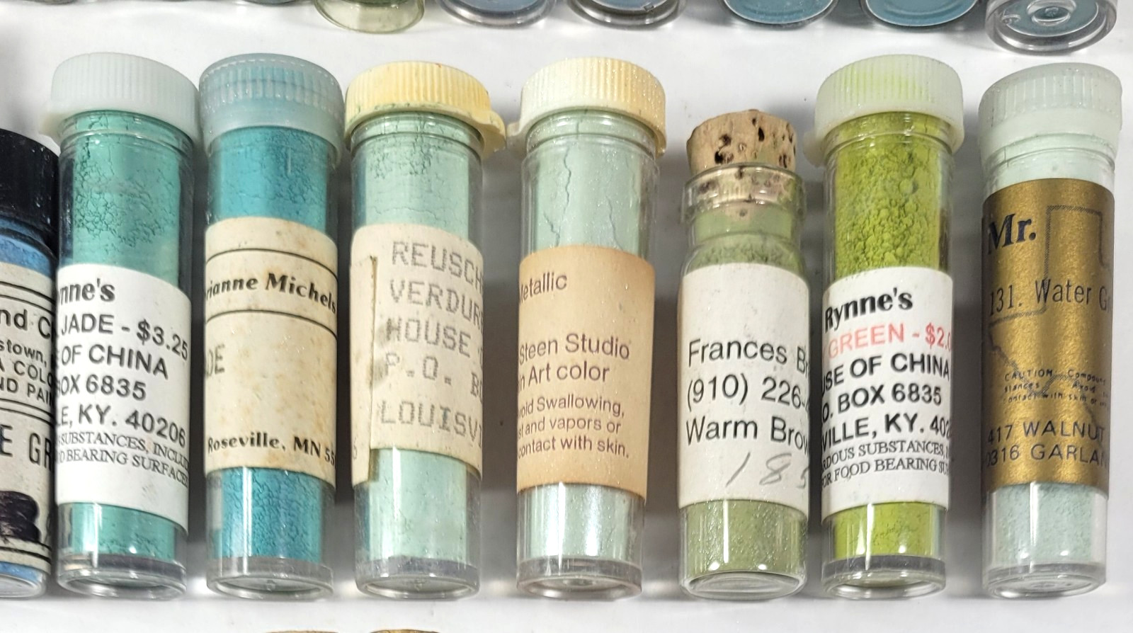 Porcelain China Powder Paint Lot of 37 Green Various Vintage Makers