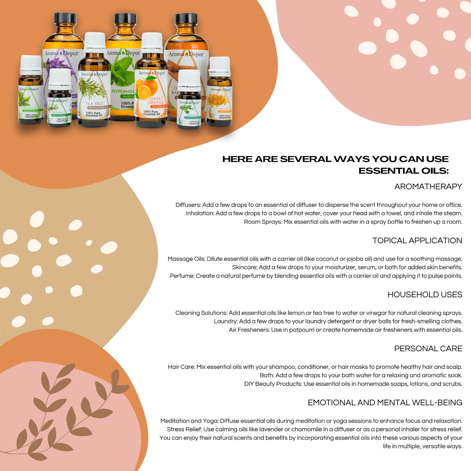 Essential Oil 4 oz. Therapeutic Grade 100% Pure Natural Undiluted Aceite Esencia