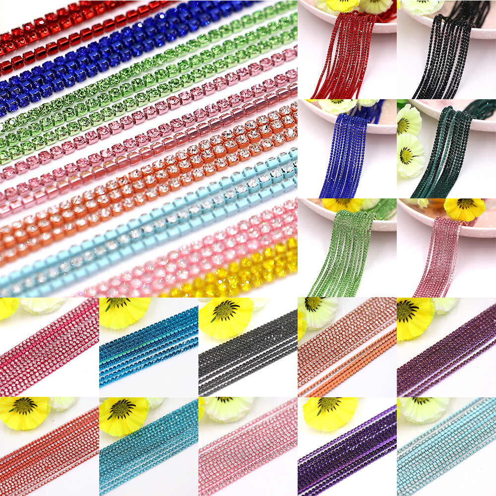 10Yard Glass Rhinestone Crystal Ribbon Chain Clear Close Trim Sewing Craft DIY