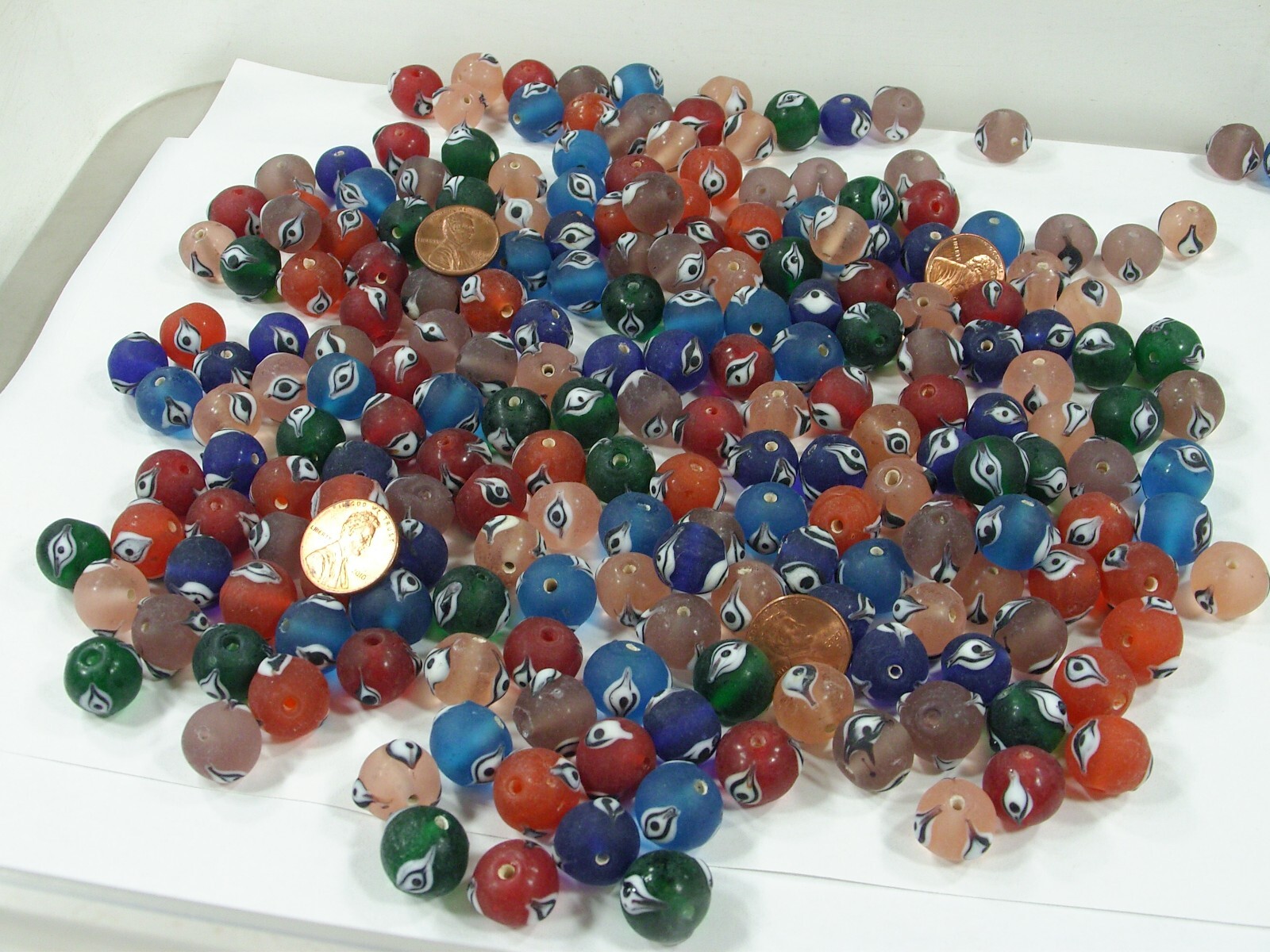 2 Pounds Assorted Colors India Handmade Evil Eye Glass Beads Bulk Lot (TAN-7)⭐