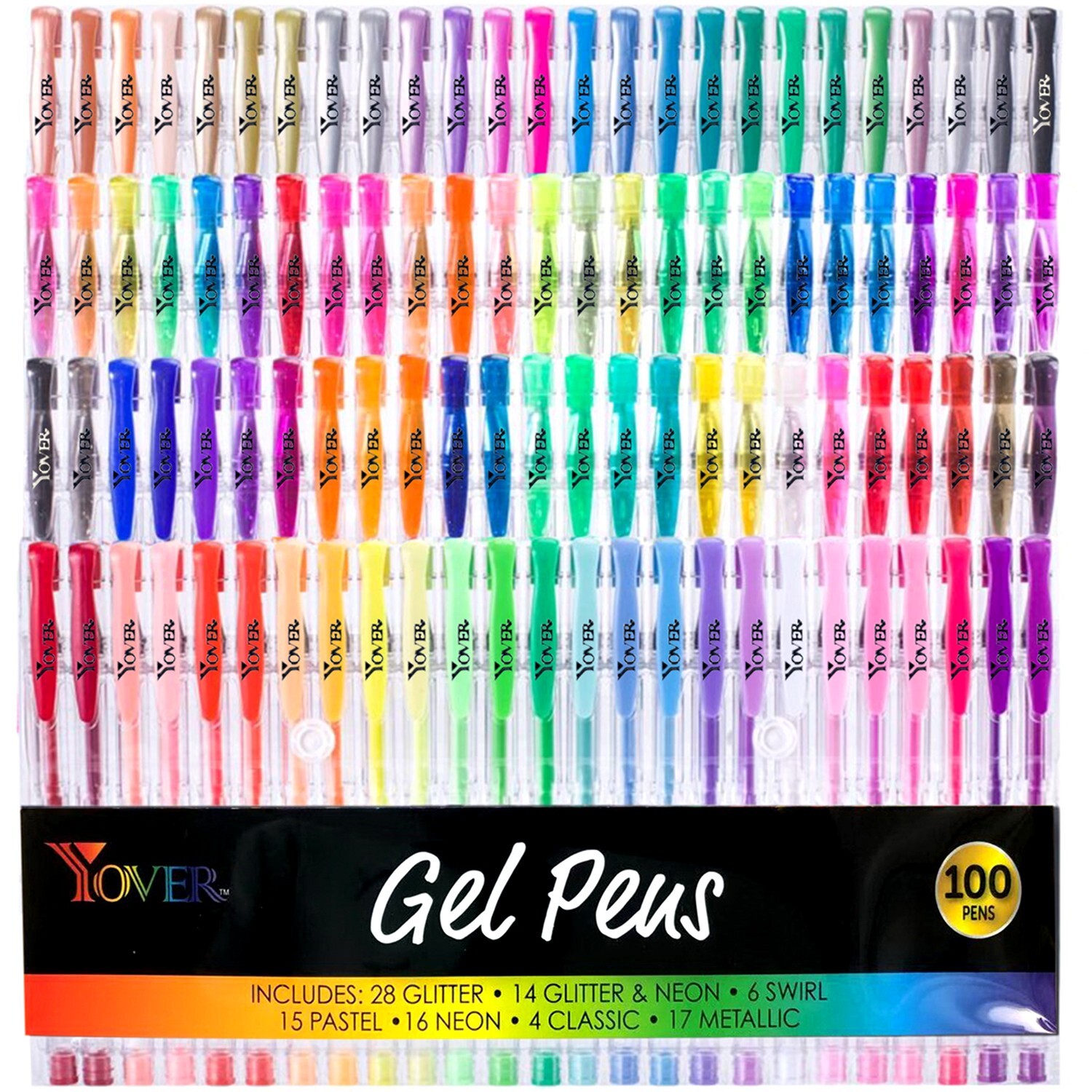 100 PCS Gel Pens Metallic Neon Glitter Pastel High Quality with Fine Points