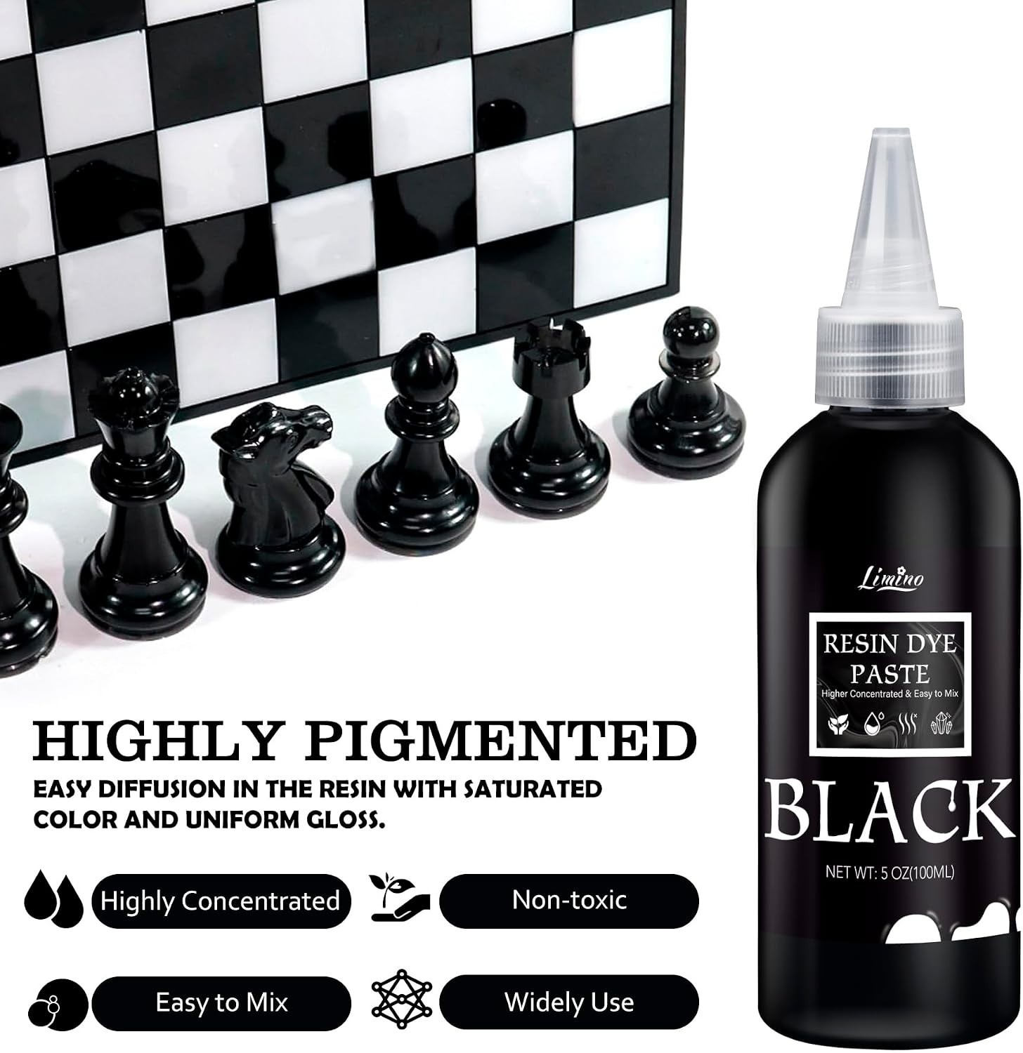 Black Epoxy Resin Pigment Paste 3.4 fl oz 100ml Concentrated DIY Art Dye