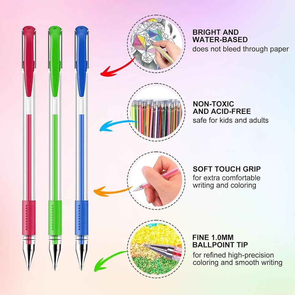 160 Pack Gel Pens Set with 80 Colors + 80 Refills for Adult Coloring & Art