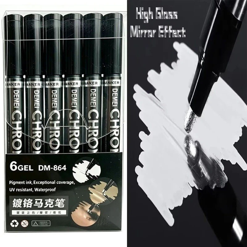Liquid Chrome Markers Set, Permanent Mirror Pens for Plastic, Metal, Art
