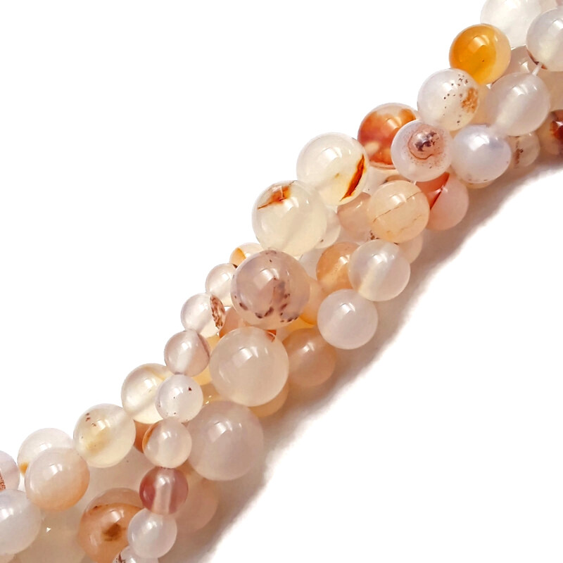 Red Dendritic Montana Agate Smooth Round Beads 4mm 6mm 8mm 10mm 15.5″ Strand