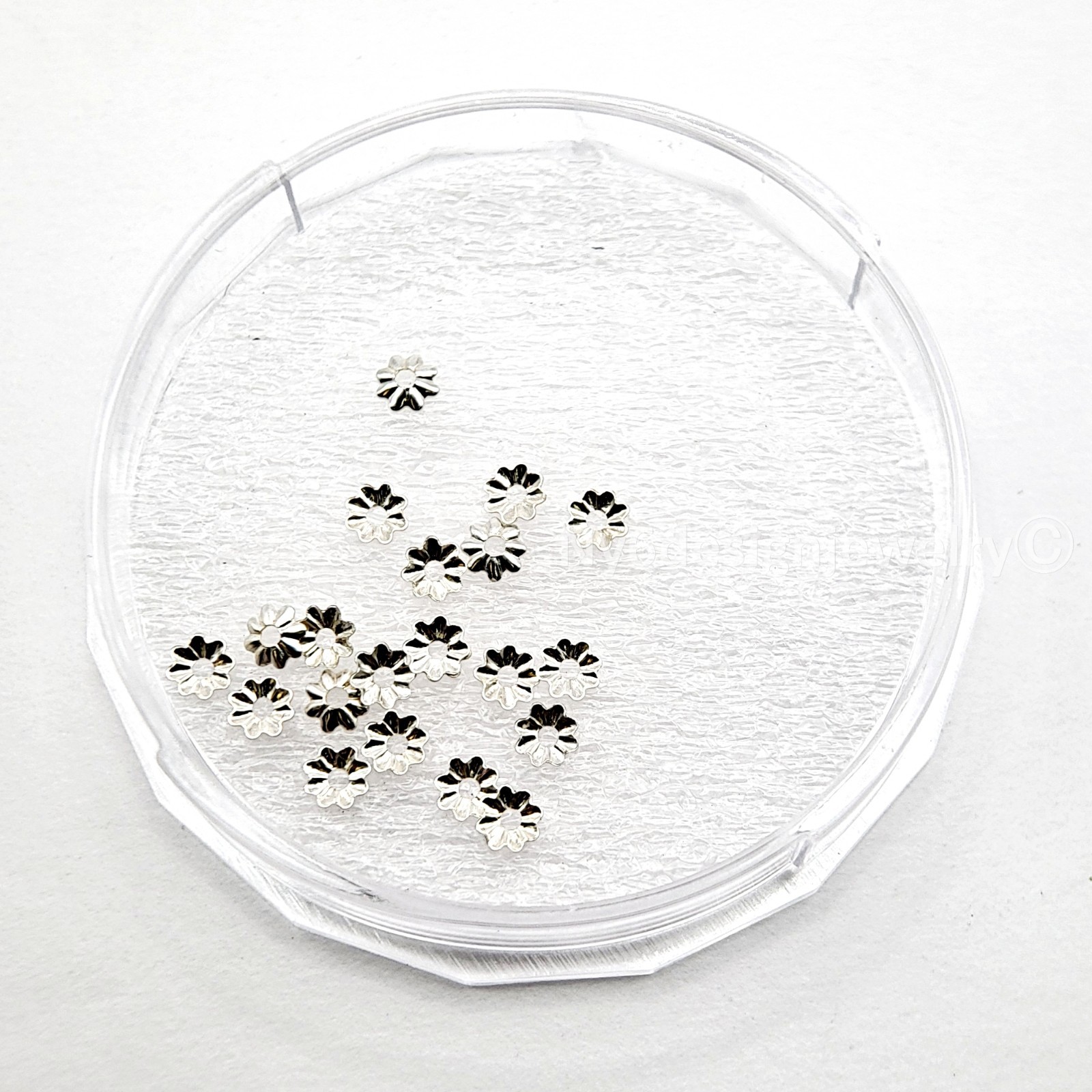Sterling Silver Flower Bead Caps 3.8mm – 1.0mm Hole .925 Silver Spacer Caps