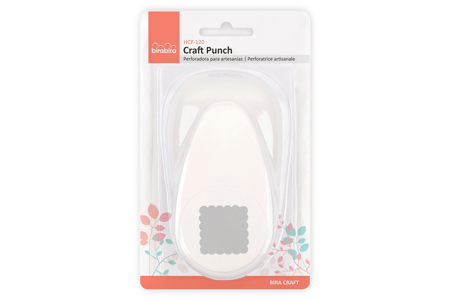 Bira Craft 1 1/2 x 1 1/2 inch Scalloped Square Lever Action Craft Punch for Pape