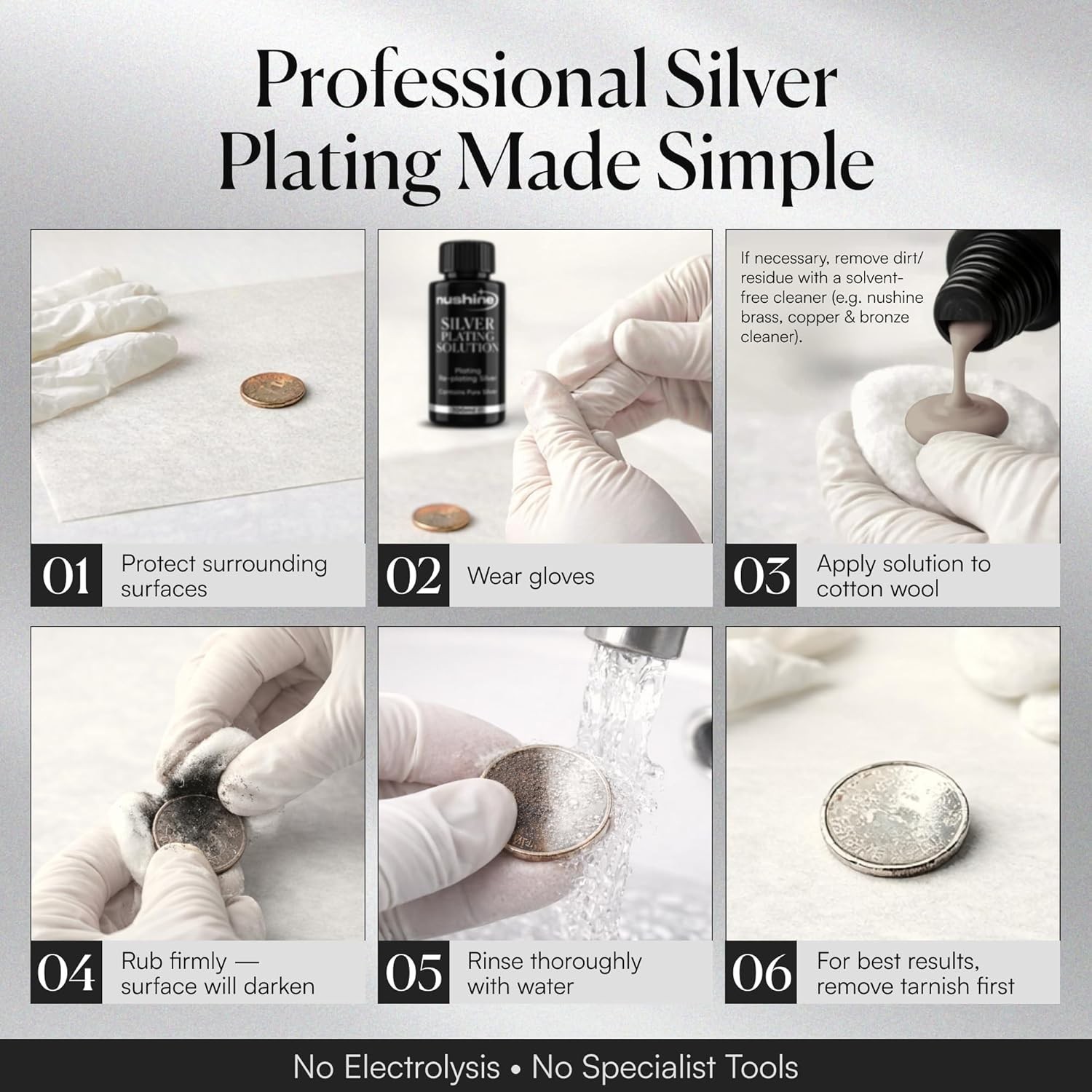 Silver Plating Solution 1.7 Oz – permanently plate PURE SLIVER onto worn silv…