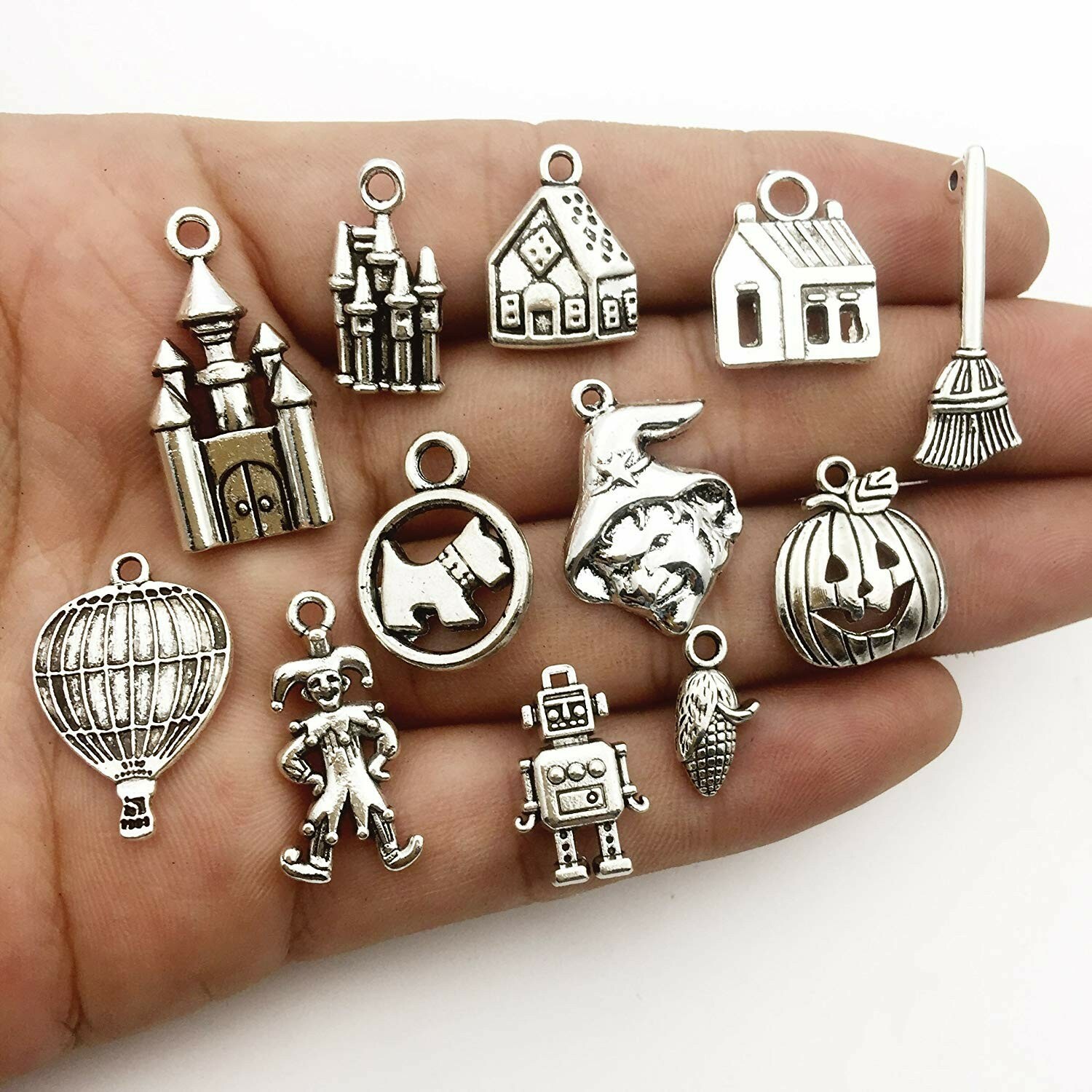 8 Wizard of Oz Charms Set Antiqued Silver Assorted Lot Themed Pendants