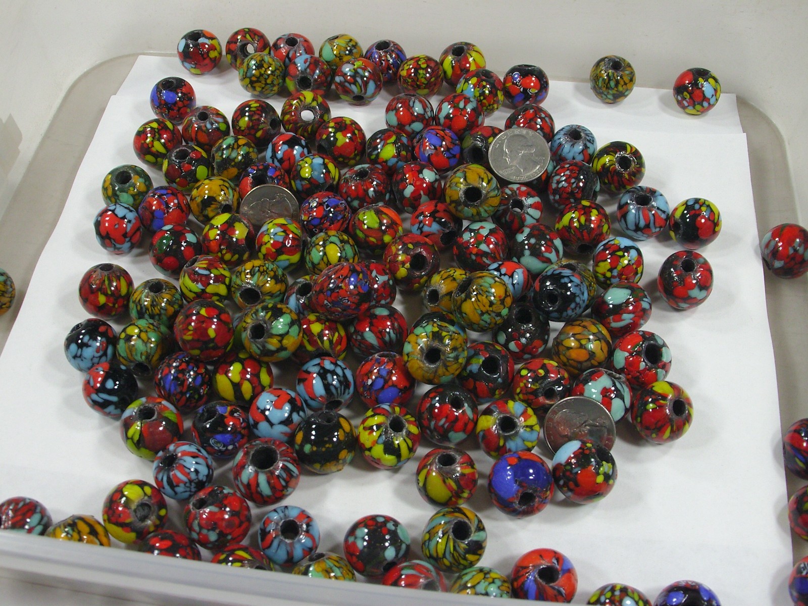 2 Pounds Assorted India Handmade Marble Splash Glass Beads Wholesale (MNP-1) ⭐