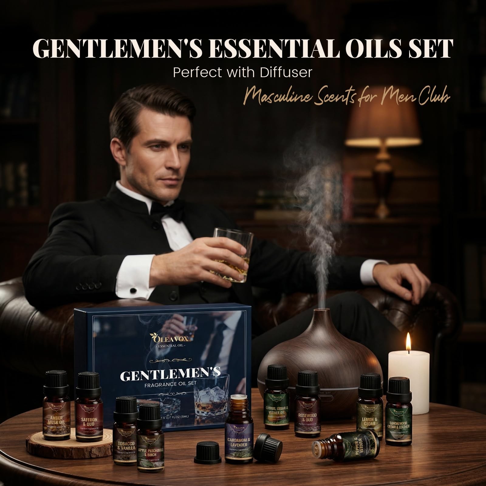 Men Essential Oils Set, Gift For Father, Masculine Fragrance Oils Blends For