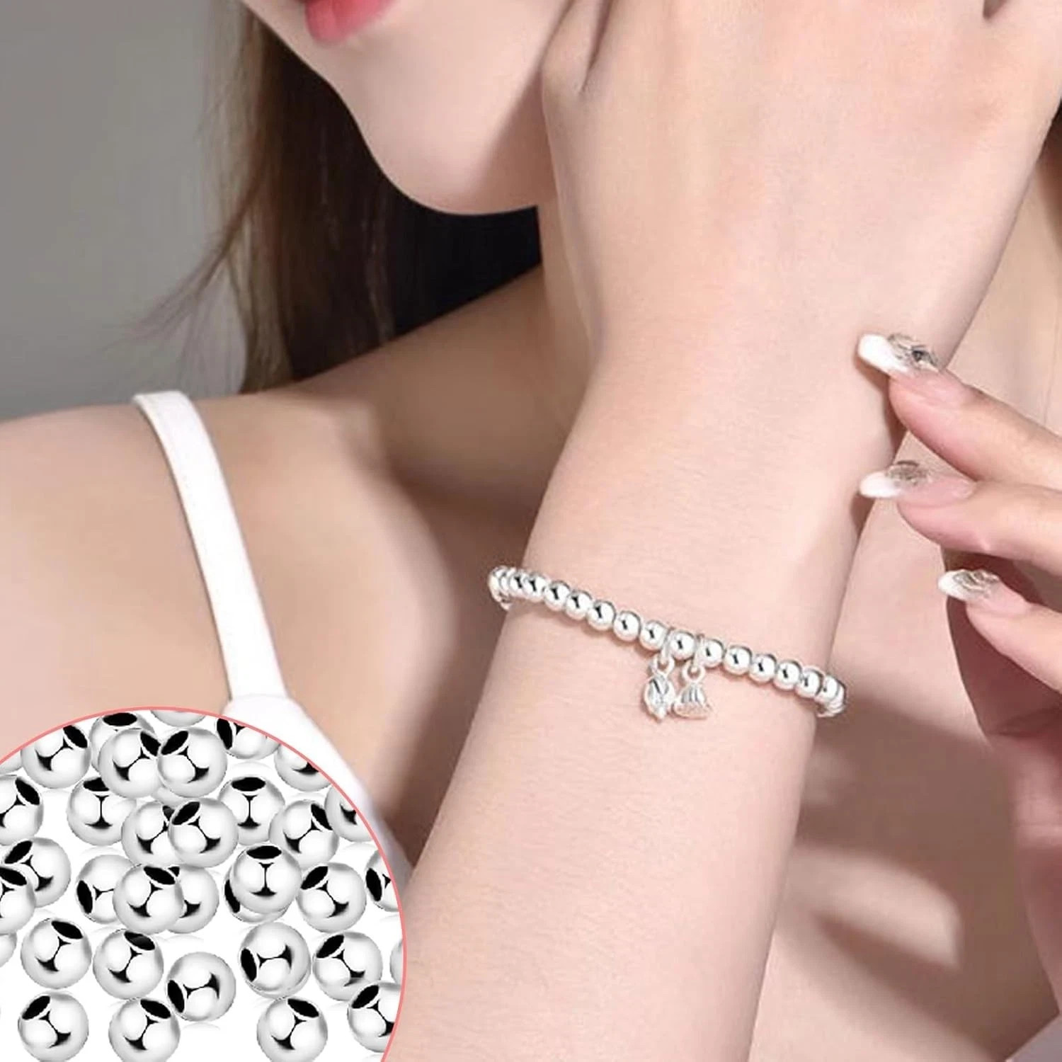 50Pcs 925 Sterling Silver Beads for Jewelry Making 3Mm Sterling Silver Spacer