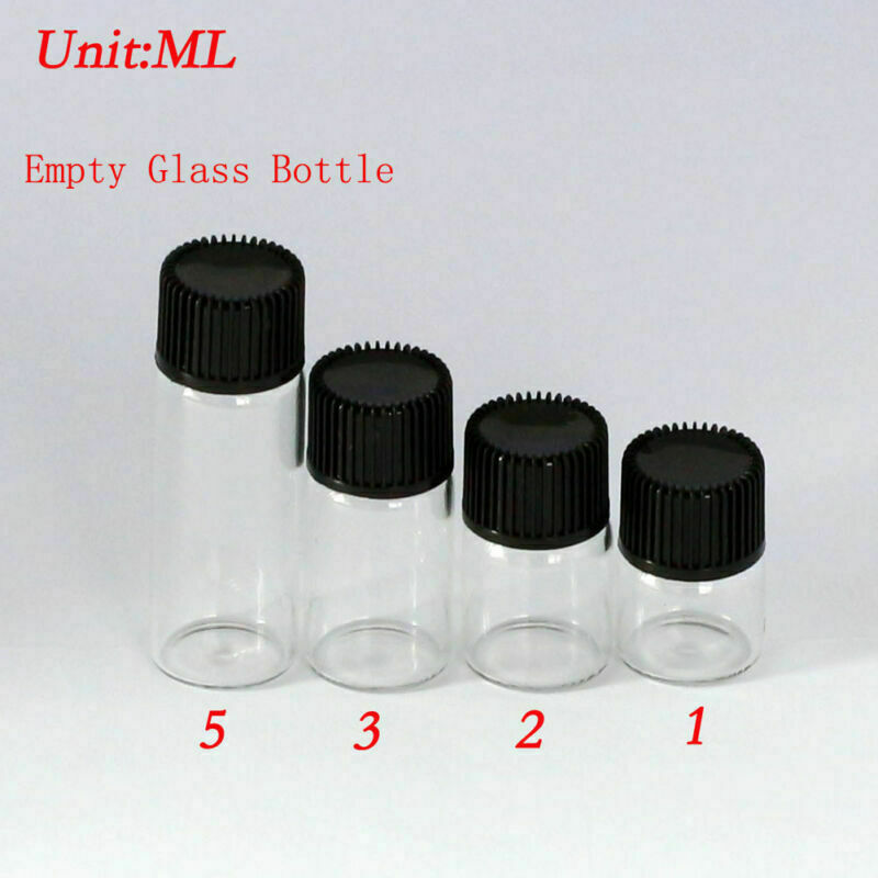 Whole Sale Small Bottle 1ml-5ml Clear Glass Bottles Vials with Plastic Lid Hot