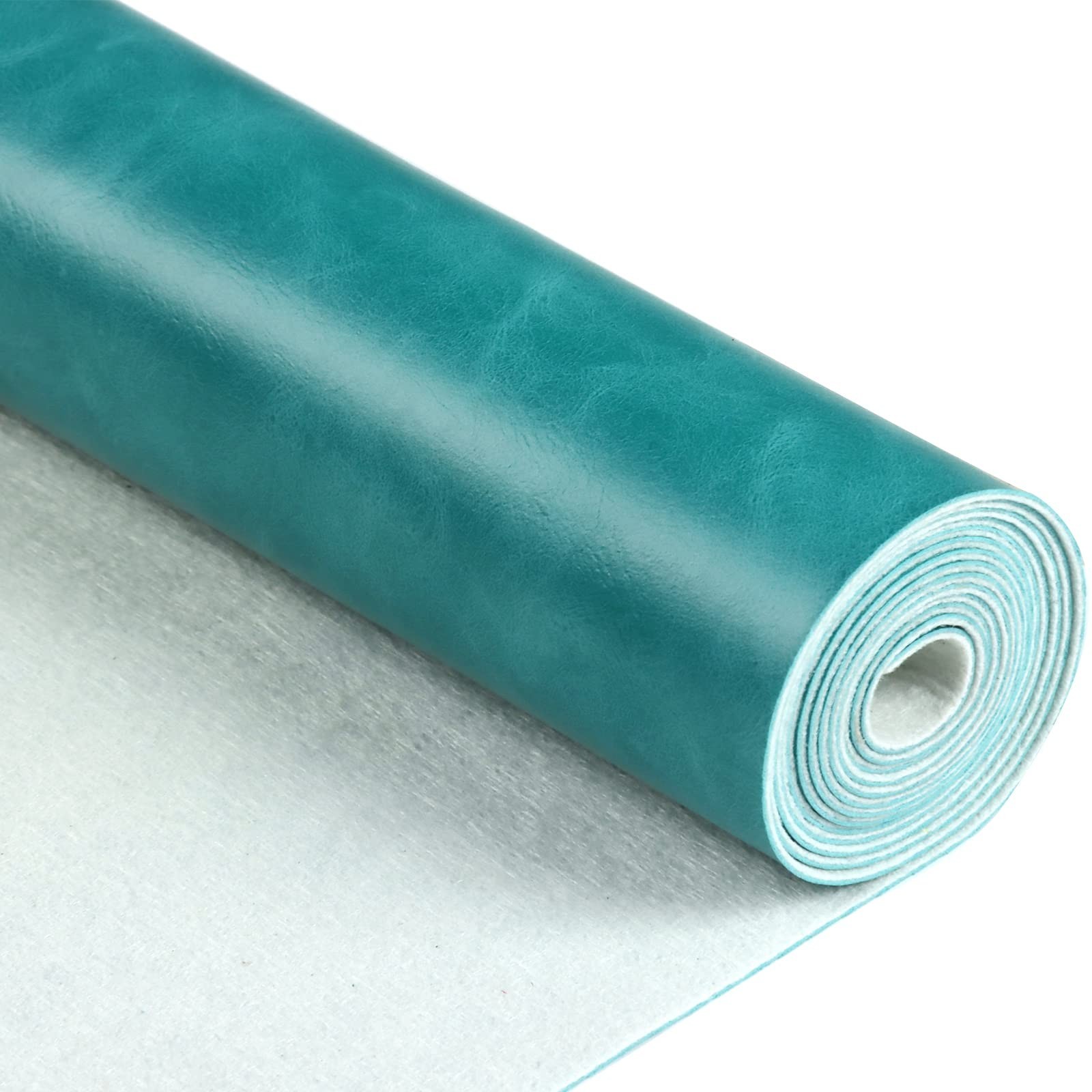 Smooth Solid Color Lake Blue Faux Leather Roll 12″X53″(30cmX135cm), Material …