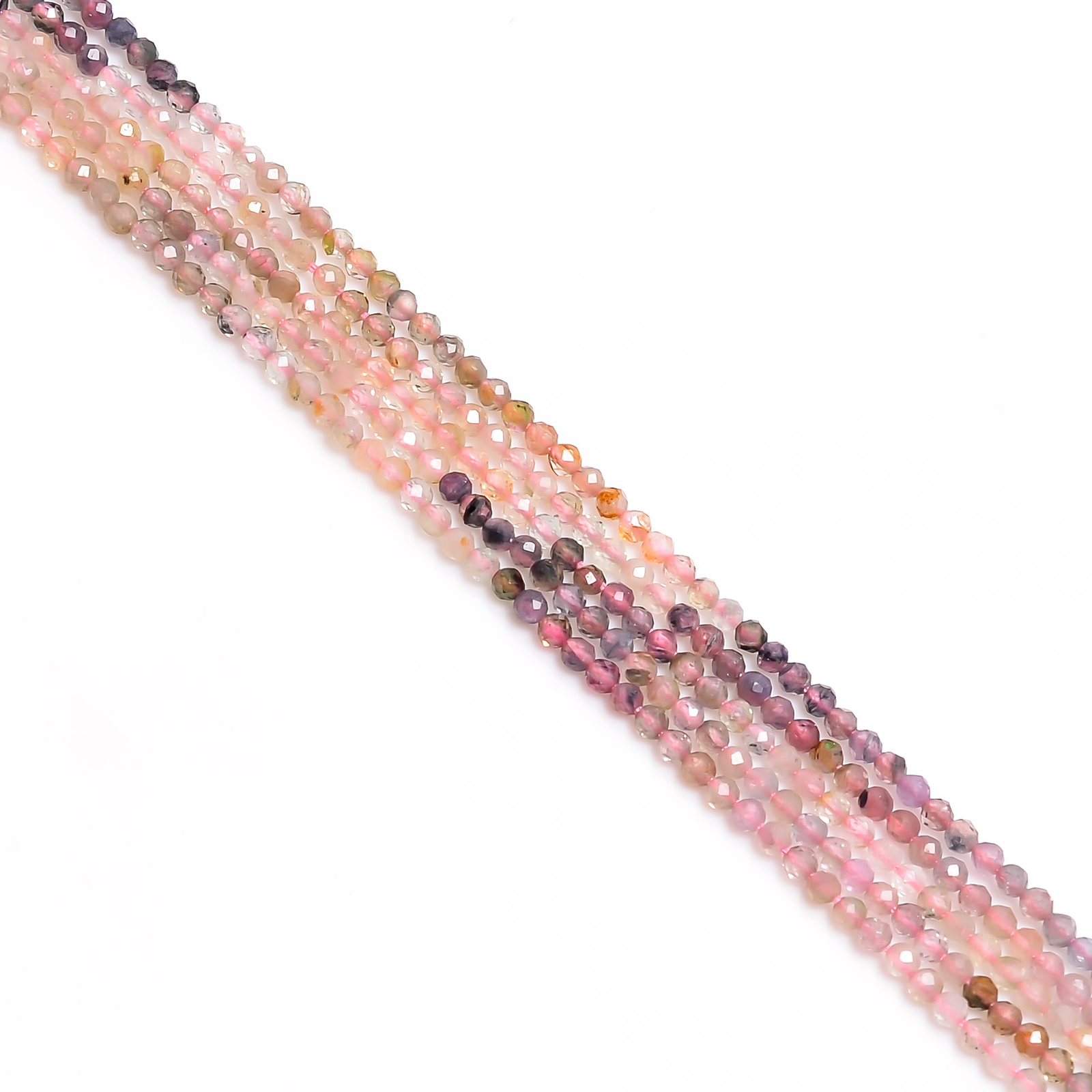 2 mm Natural Pink Tourmaline Shaded Faceted Round Rondelle Beads 33 cm Strand