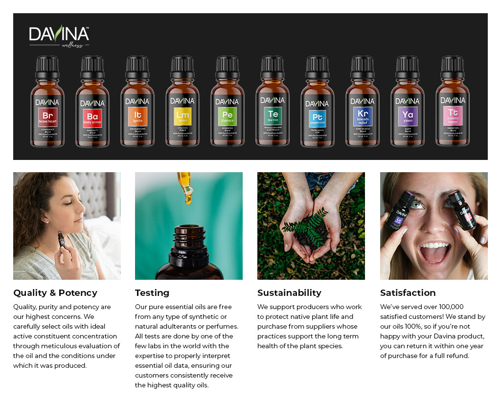100% Pure Therapeutic Grade Essential Oil Singles by Davina Wellness