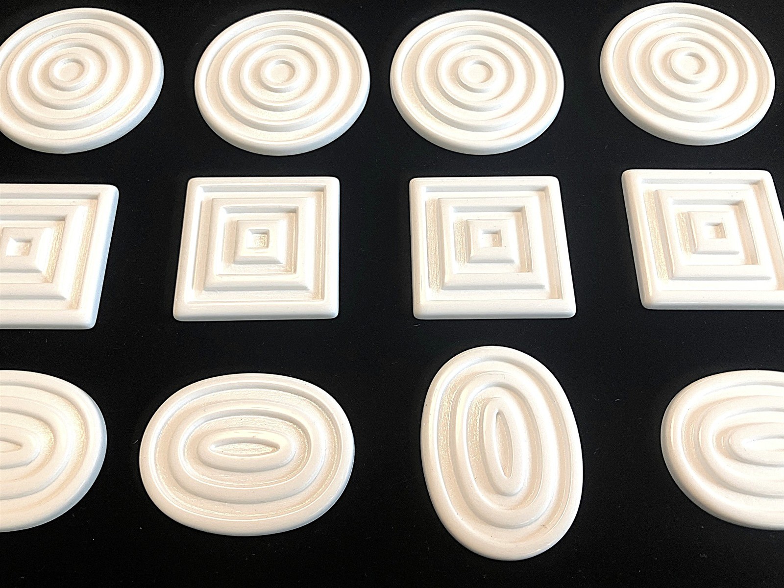 24 VINTAGE JAPAN WHITE 59mm. ROUND DIMPLE DECO CABOCHONS g198