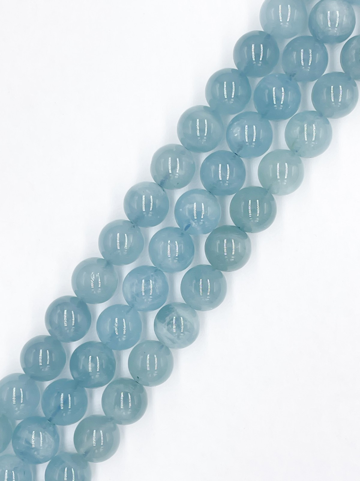High Quality Translucent Aquamarine Smooth Round Beads 7mm 8mm 12mm 15.5″ Strand