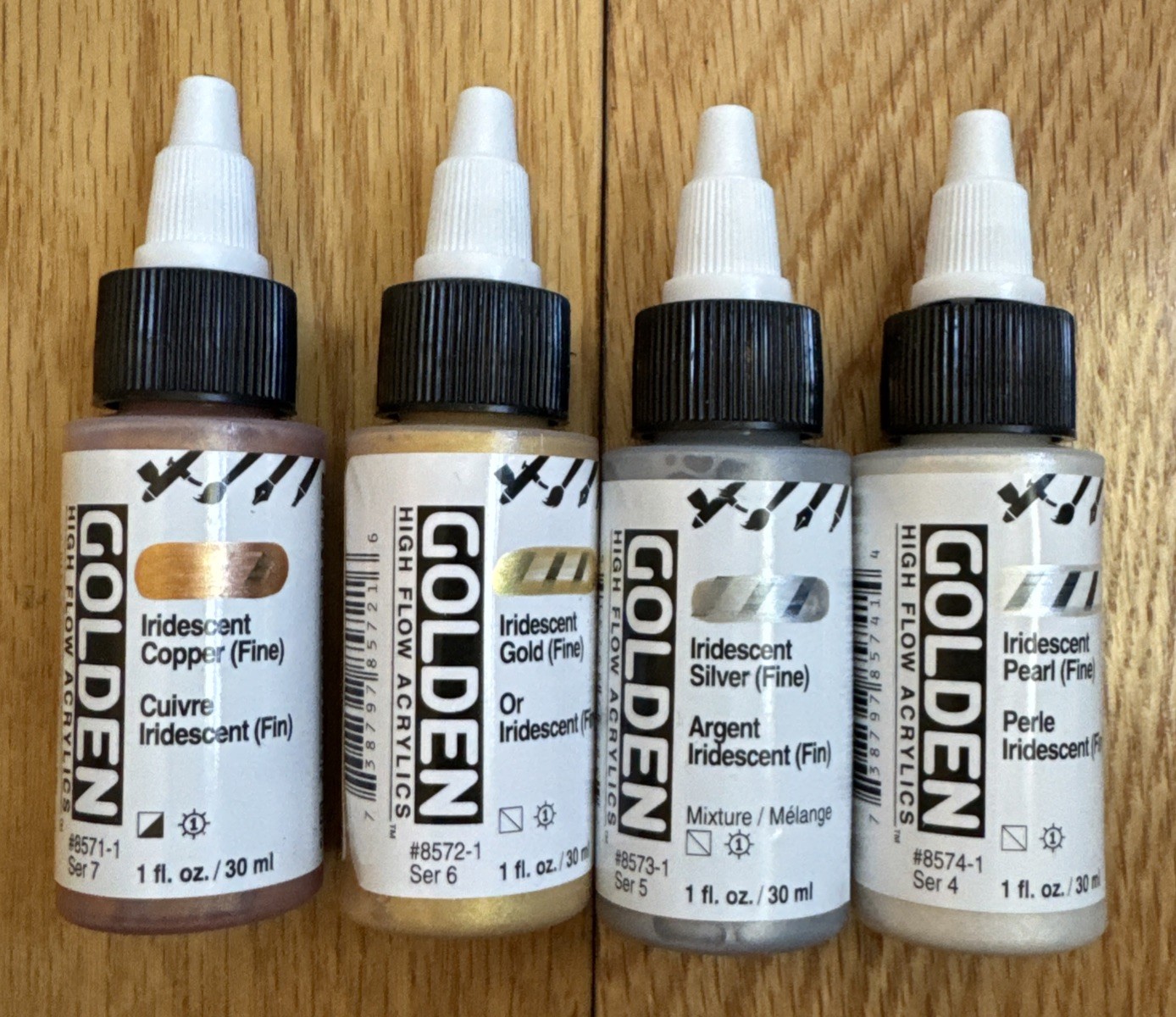 *NEW* 4-Color 1oz Iridescent Metallic High Flow Acrylic Paint Set for Airbrush