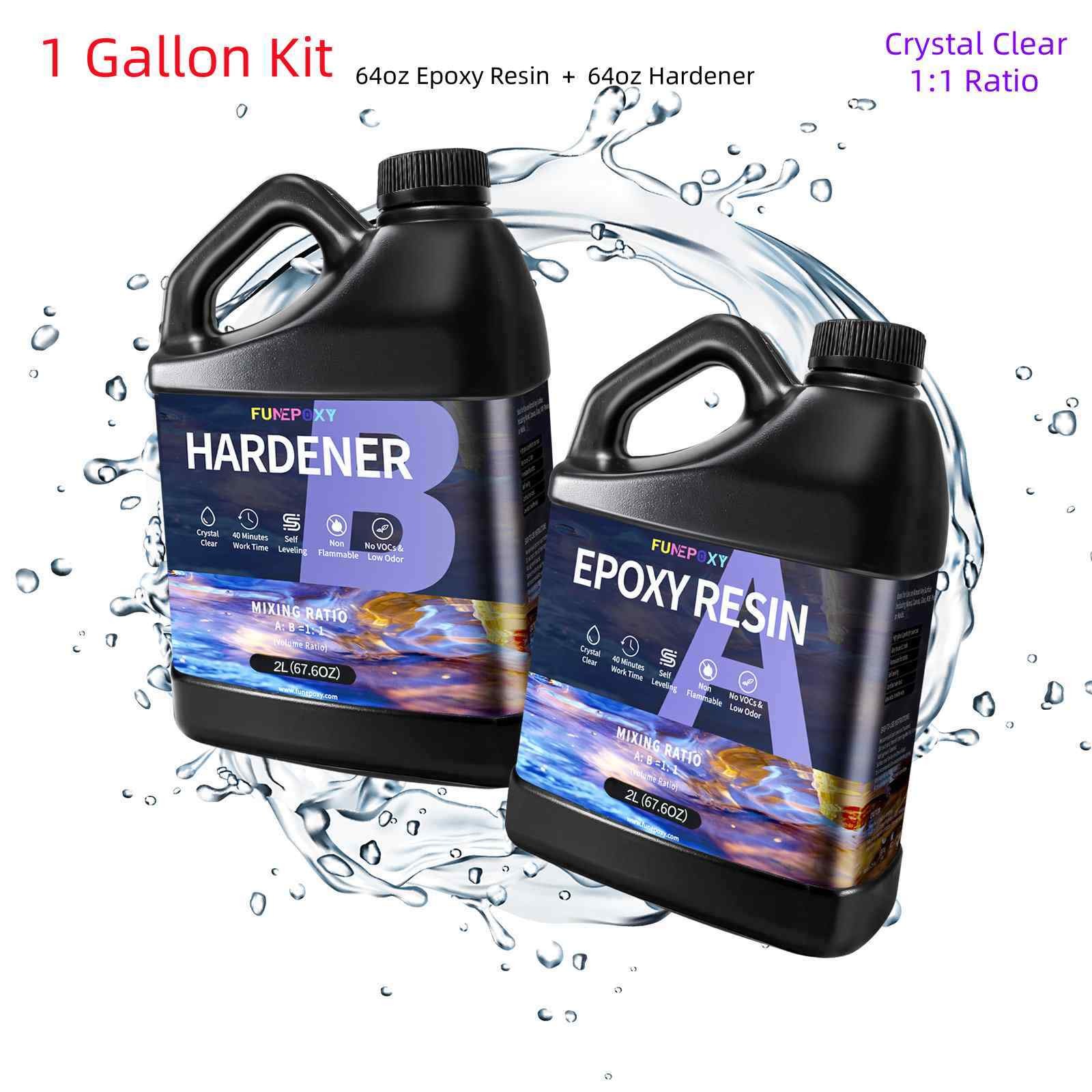 Crystal Clear Tumbler Epoxy Resin 1 Gallon Kit – River Table 1:1 AB Glue DIY Art