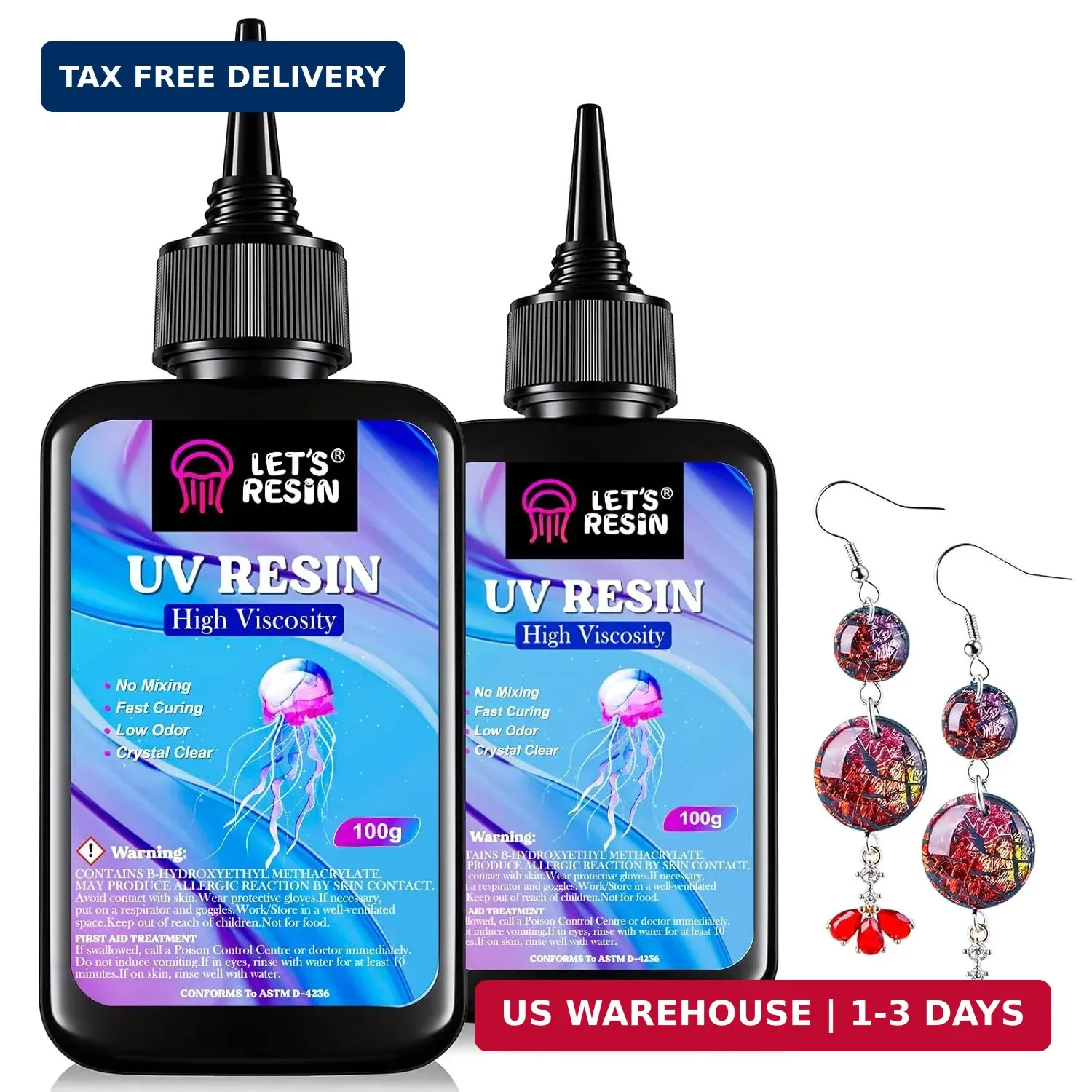 LET’S RESIN UV Resin, 200g High Viscosity Resin for Crafts, Doming, Coating | Th