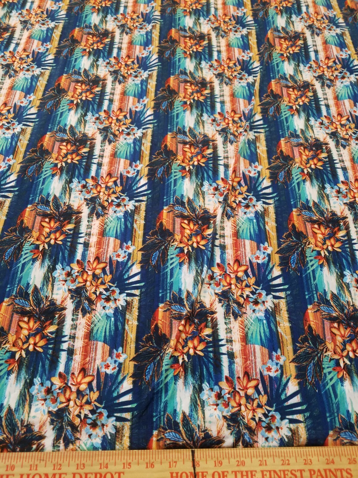 Blue floral Printed spandex stretchable Fabric wrinkle resistant 60” W Sold BTY