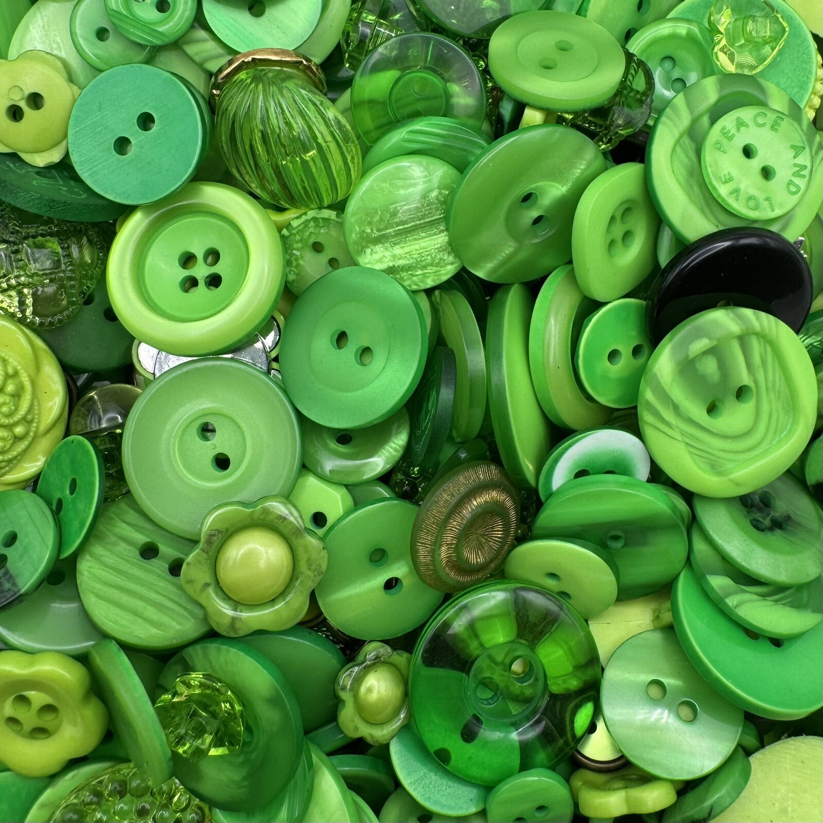 New! Mixed Lot Dyed Neon Lime/Green Premium Buttons All Sizes For Embellishments