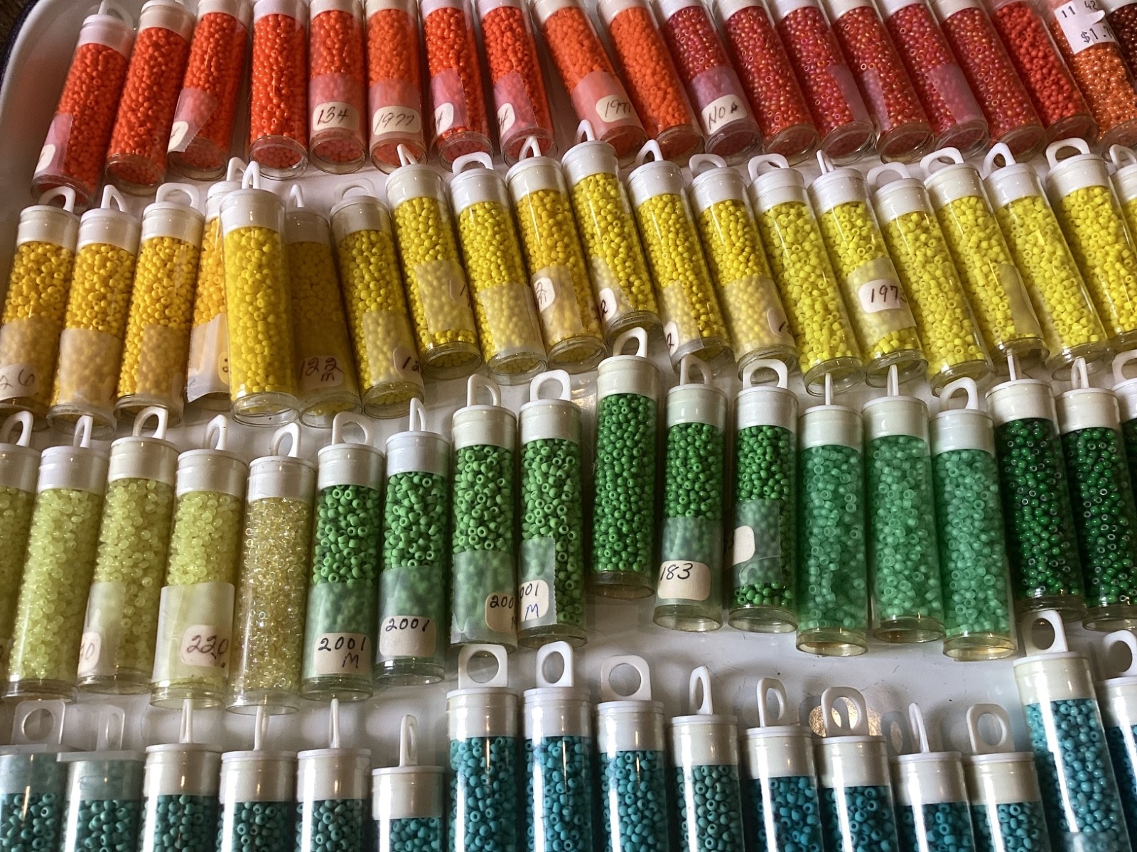 Bulk Vintage Craft Glass Seed Bead Lot 114 Tubes Multiple Colors New Old Stock