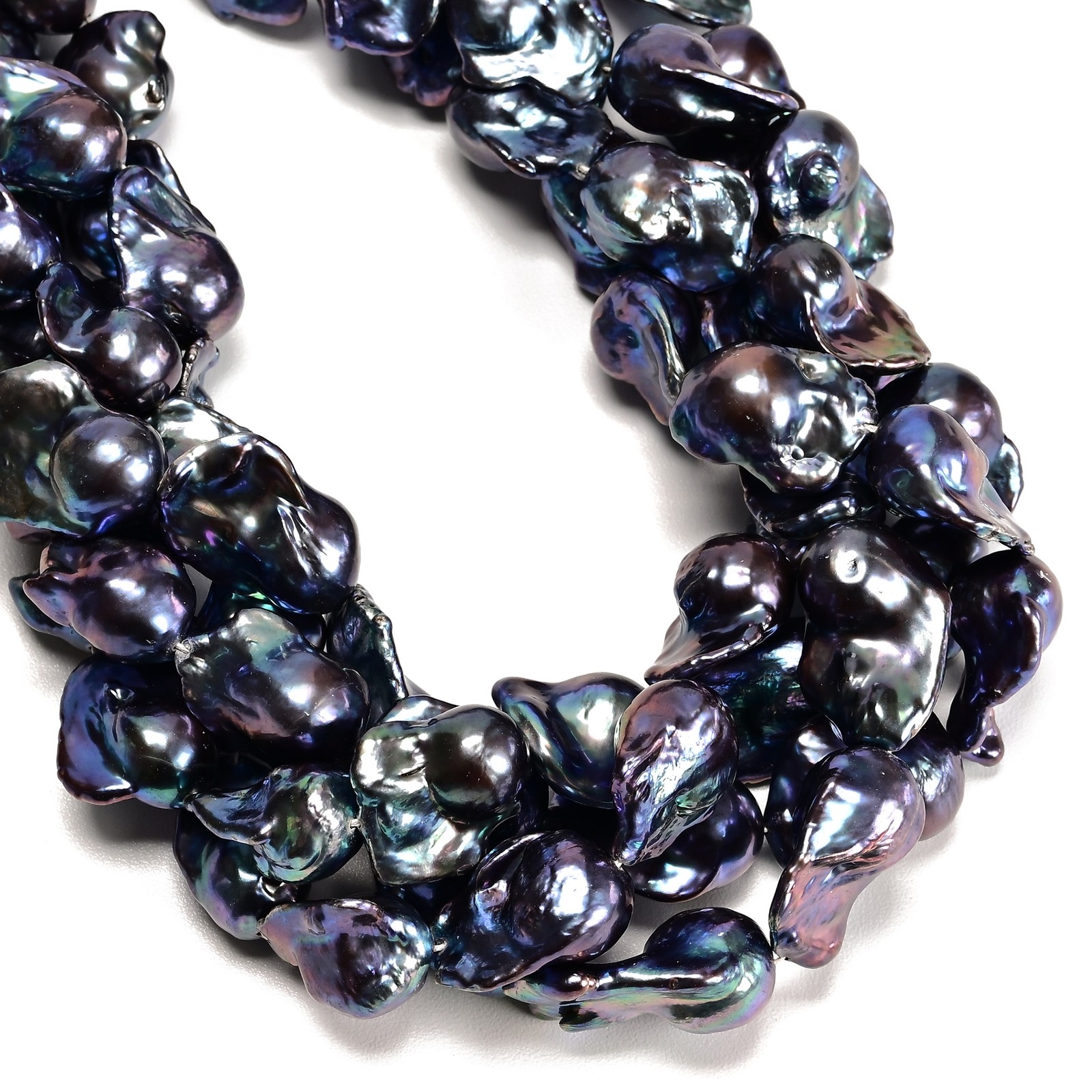 Grade A Peacock Fresh Water Pearl Baroque Shape Beads 15-21×21-26mm 15.5″ Strand