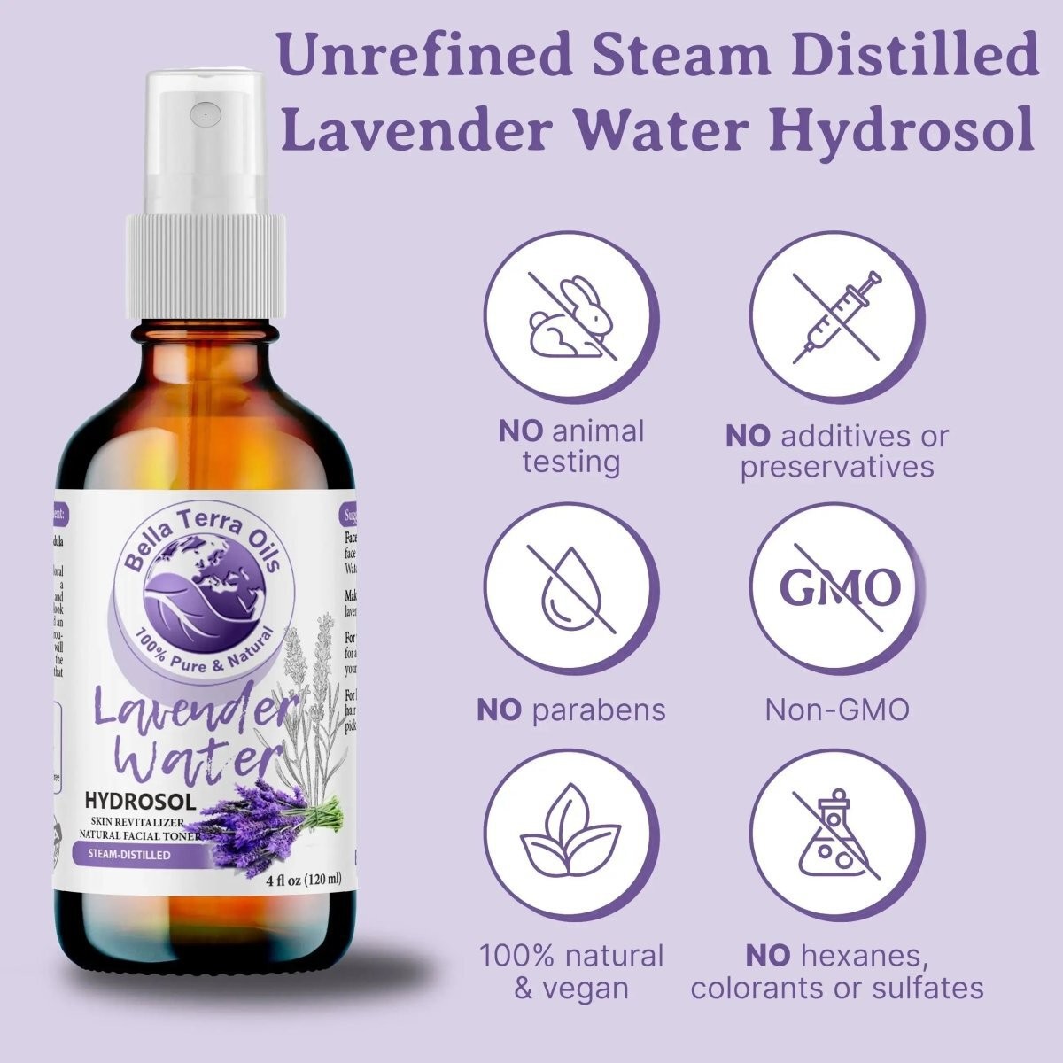 Pure Lavender Water Hydrosol 100% Natural Skin Hair Face Aromatherapy Toner