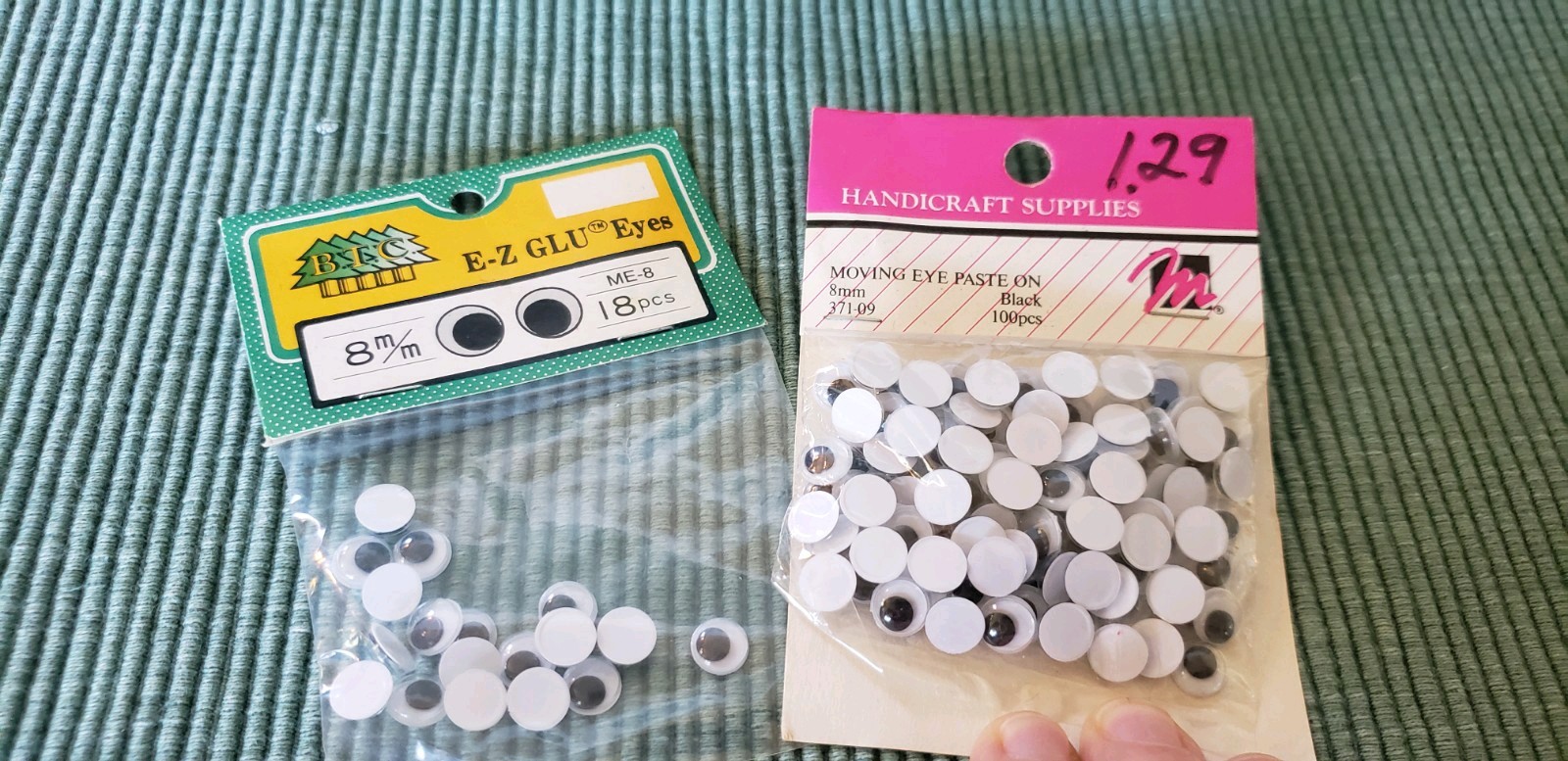 Large Lot Of Glue On Googly Wiggle Eyes, Most NIP, 3 mm to 15 mm
