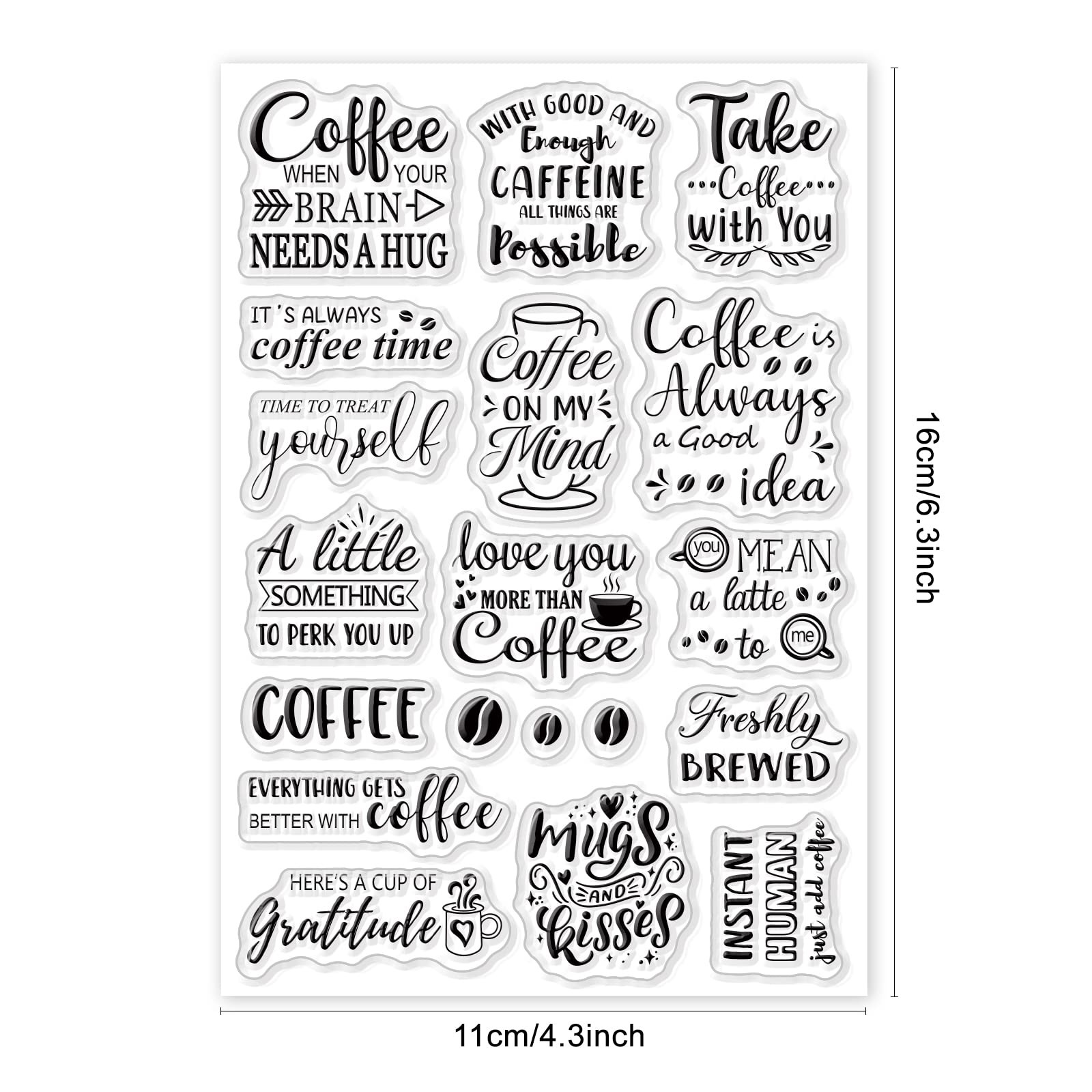 Coffee Text Clear Stamps Coffee Bean Blessing Words Silicone for Cards