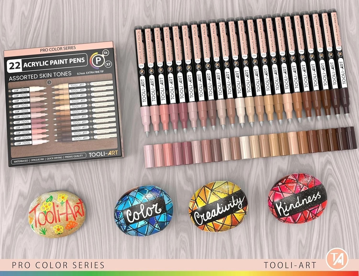 Detailed Artwork with 22 Skin Tone Acrylic Markers – Non-Toxic & Water-Based