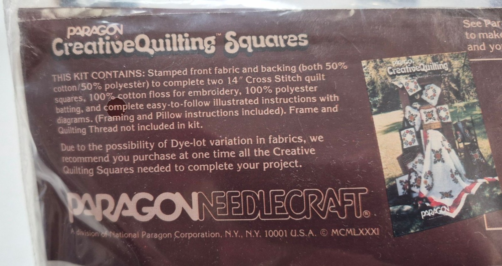 Paragon Creative Quilting Squares Kit Oak Leaf Acorn Cross Stitch Needle Craft