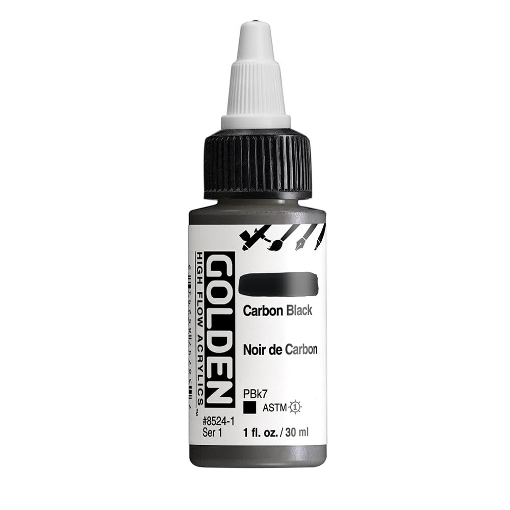 High Flow Acrylics by GOLDEN Carbon Black 1 fl. oz. Bottle Professional Acryl…