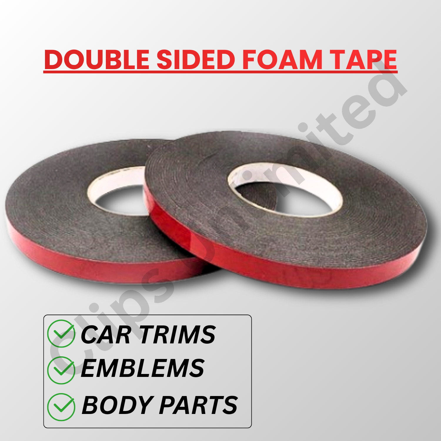 Double Sided Foam Tape 3/16 inch Width 54 feet Automotive Acrylic Adhesive Car