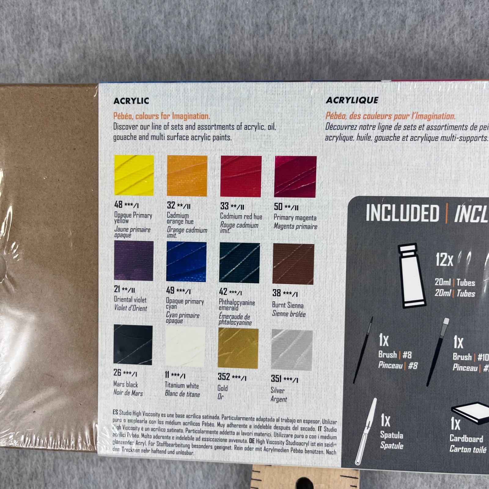 Pebeo Studio Acrylics High Viscosity Paint 12 Colors 20ml Tubes Brush & Spatula