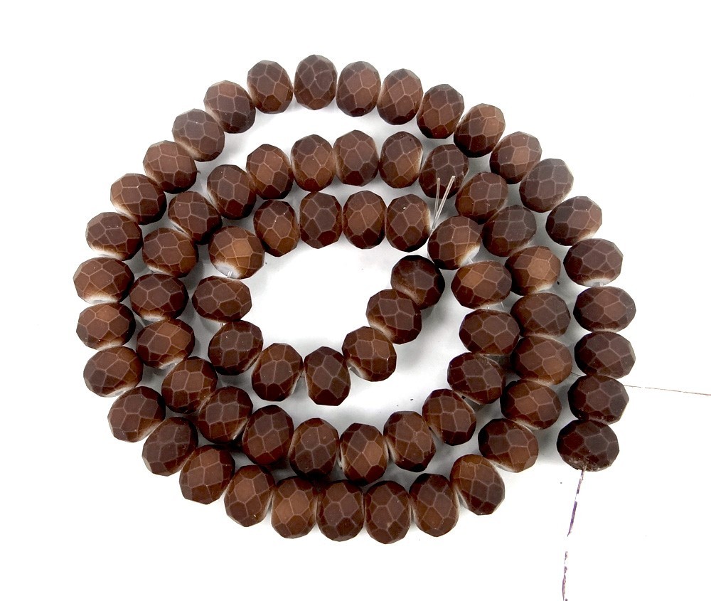 8x6mm Matte Frosted Neon Glass Faceted rondelle Beads – Coffee Brown 16″