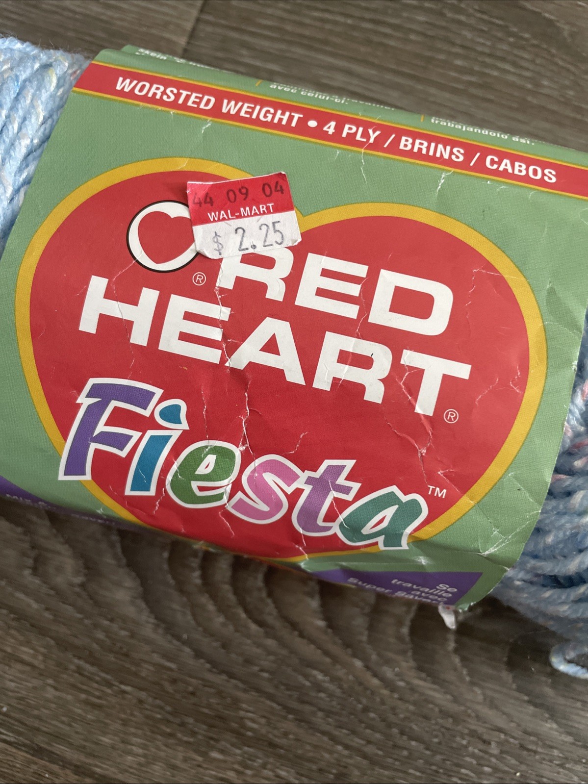 Vintage Red Heart Fiesta Yarn 6381 Light Blue 4ply