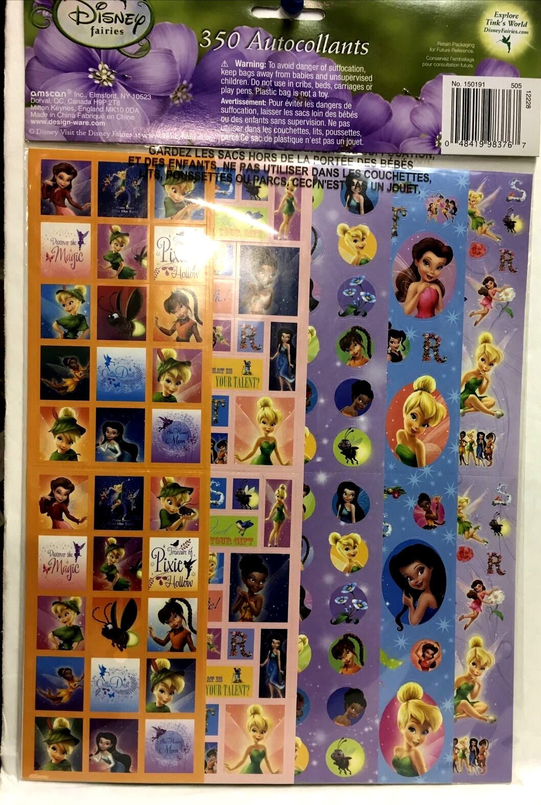 Disney FAIRIES 10 sheets 350 stickers new in package