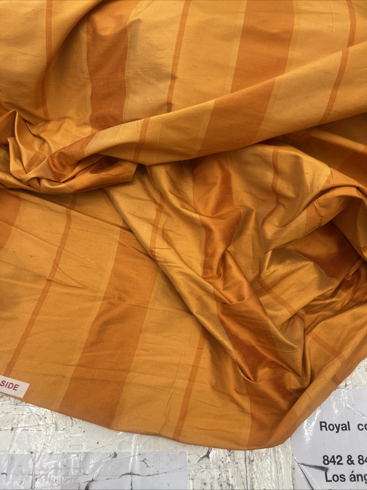 Dupioni Stripes 100% Silk Fabric 54″ Wide, By Yard (209) Sold By The Yard Orange