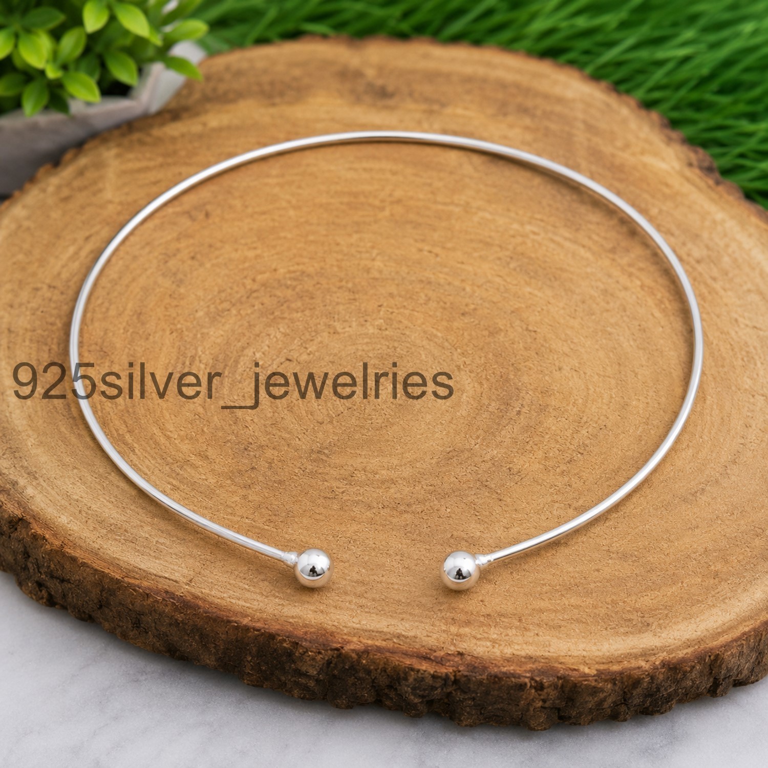 Sterling Silver Ball Choker Necklace 925 Handmade Modern Collar Jewelry SR#23