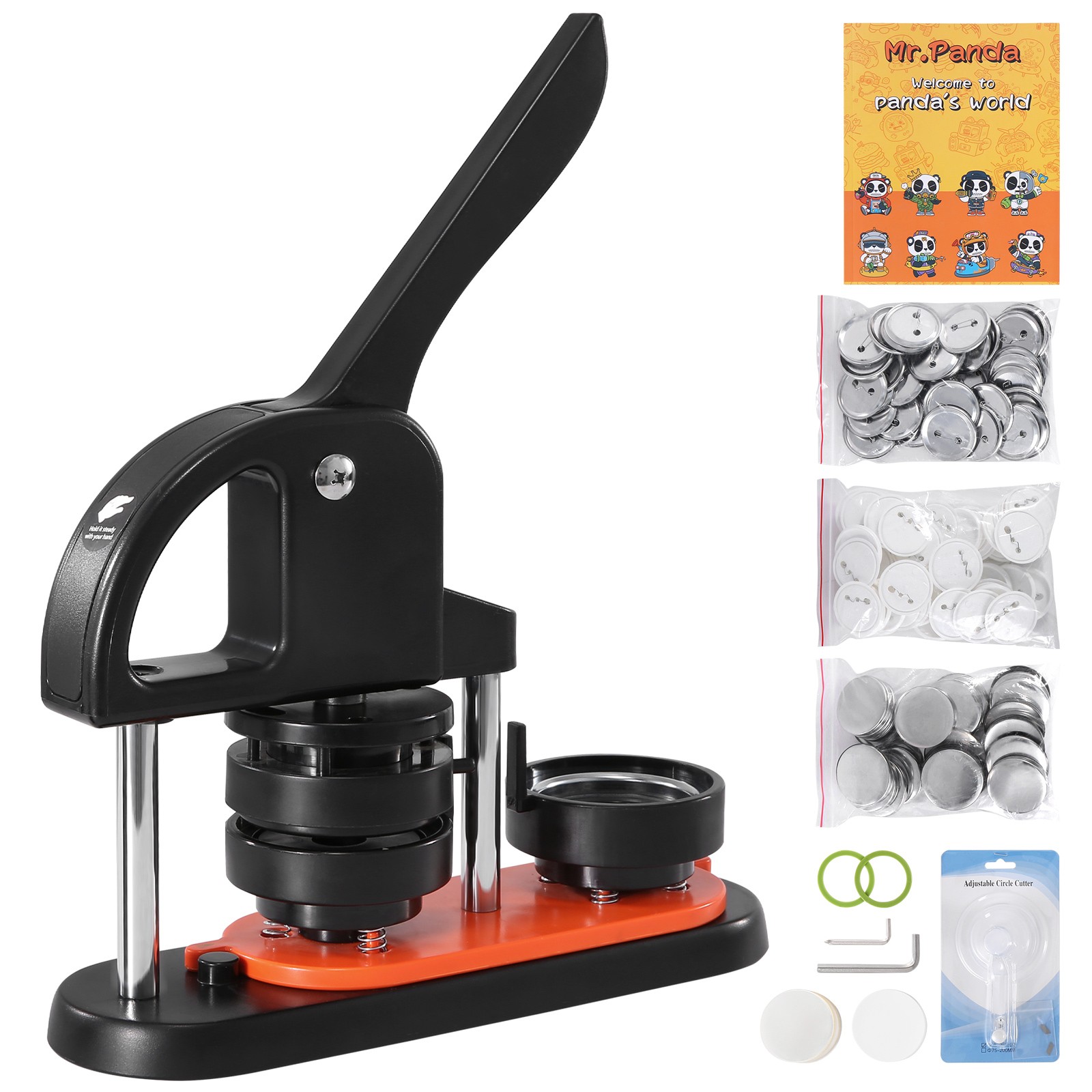 VEVOR Button Maker Machine Pin Badge Maker 2.28in 100 Button Parts+Circle Cutter